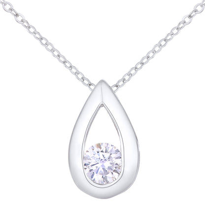 9ct White Gold  15pts Diamond Solitaire Pendant Necklace 18 inch - PP0AXL1720W