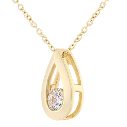 9ct Gold  Round 15pts Diamond Solitaire Pendant Necklace 18 inch - PP0AXL1720Y