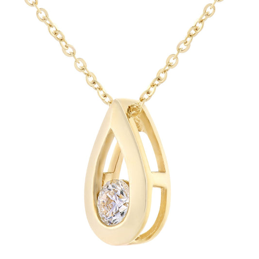 9ct Gold  Round 15pts Diamond Solitaire Pendant Necklace 18 inch - PP0AXL1720Y
