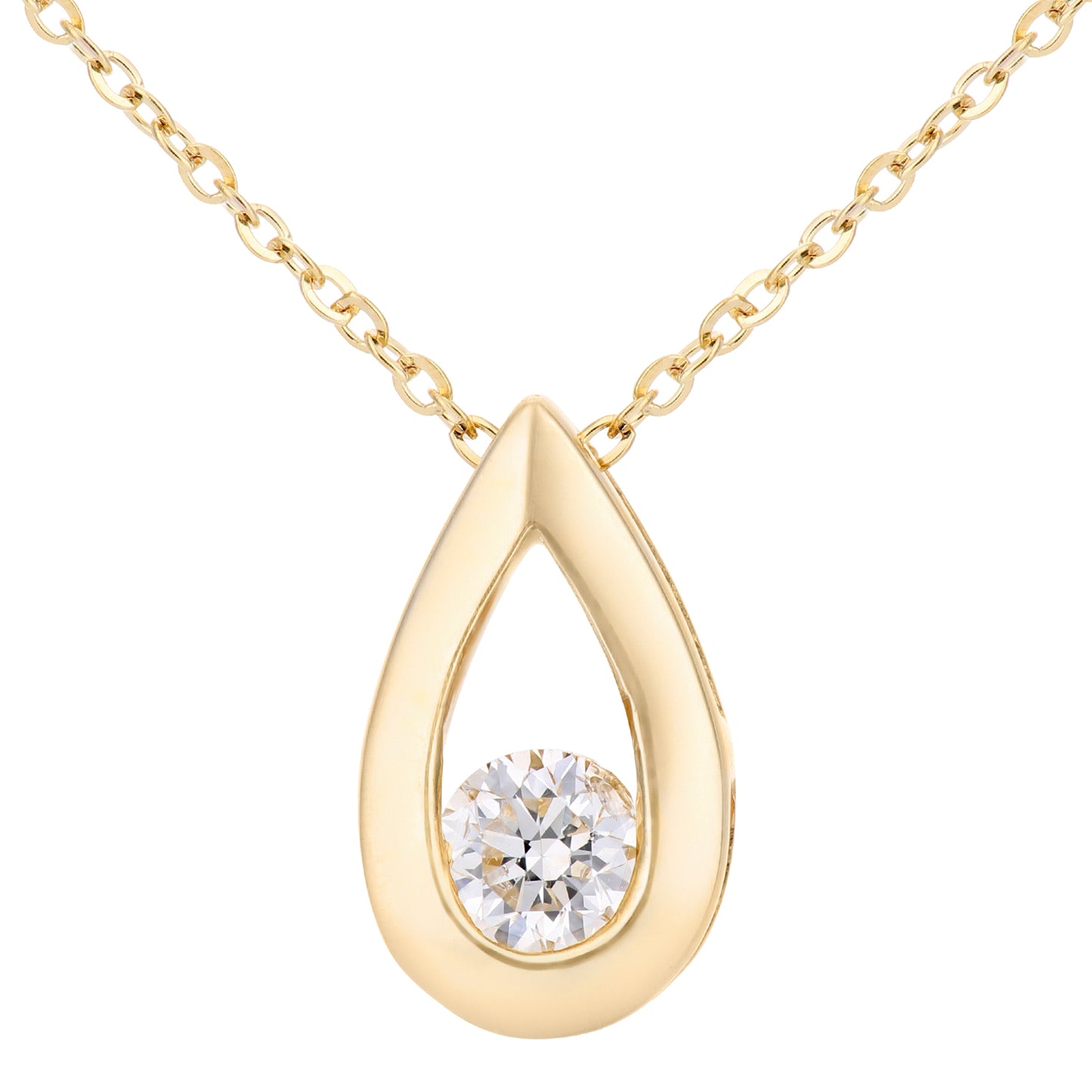 9ct Gold  Round 15pts Diamond Solitaire Pendant Necklace 18 inch - PP0AXL1720Y