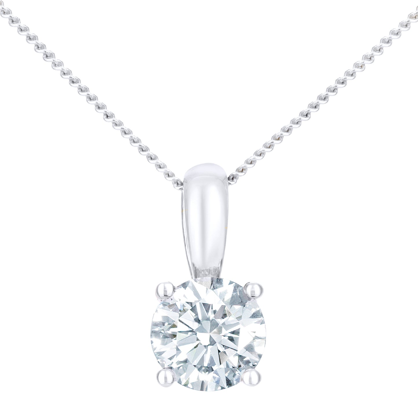 Platinum  Round 1ct Diamond Solitaire Pendant Necklace 18 inch - PP0AXL1892PTHSI