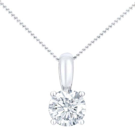 Platinum  Round 1ct Diamond Solitaire Pendant Necklace 18 inch - PP0AXL1892PTHSI