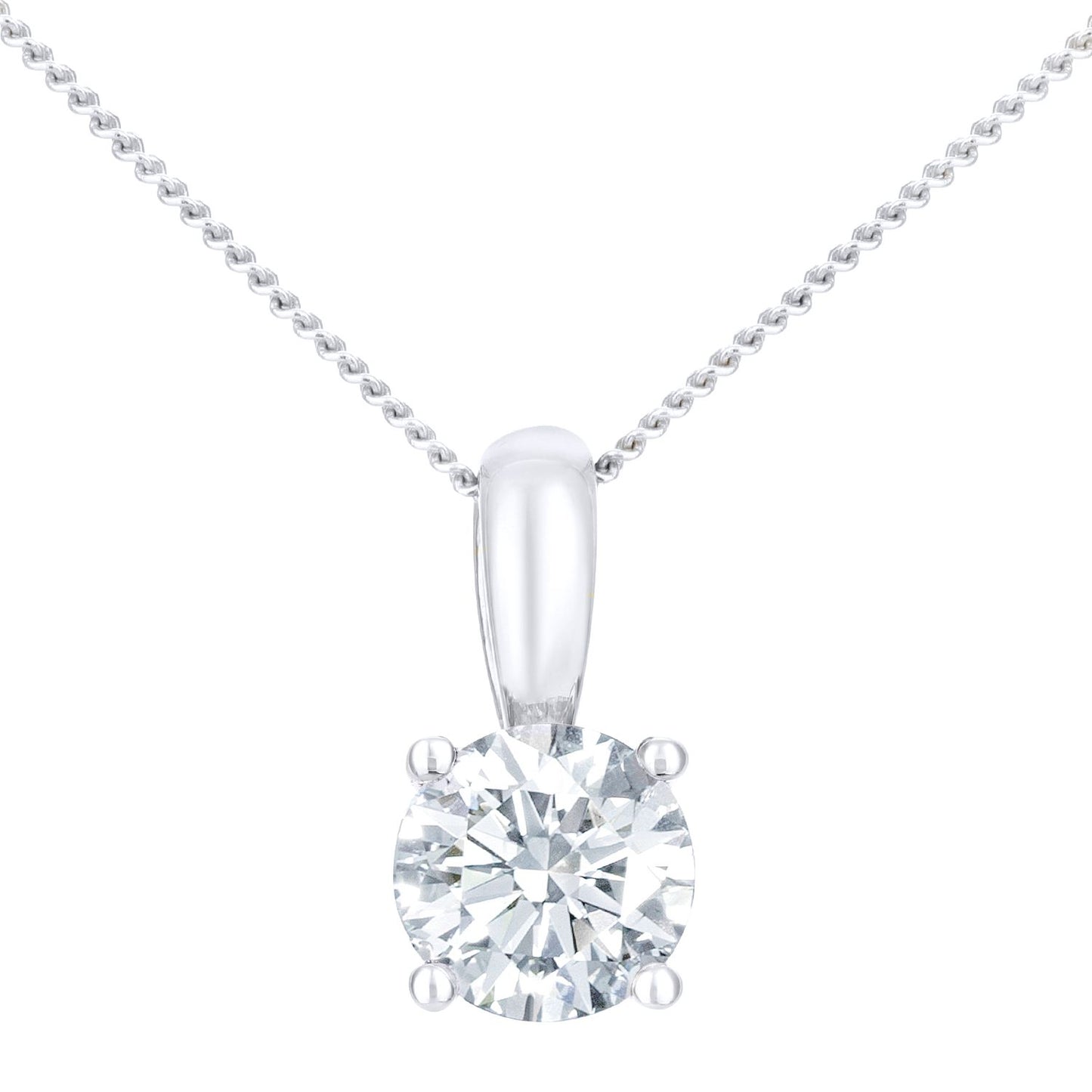 Platinum  Round 1ct Diamond Solitaire Pendant Necklace 18 inch - PP0AXL1892PTHSI