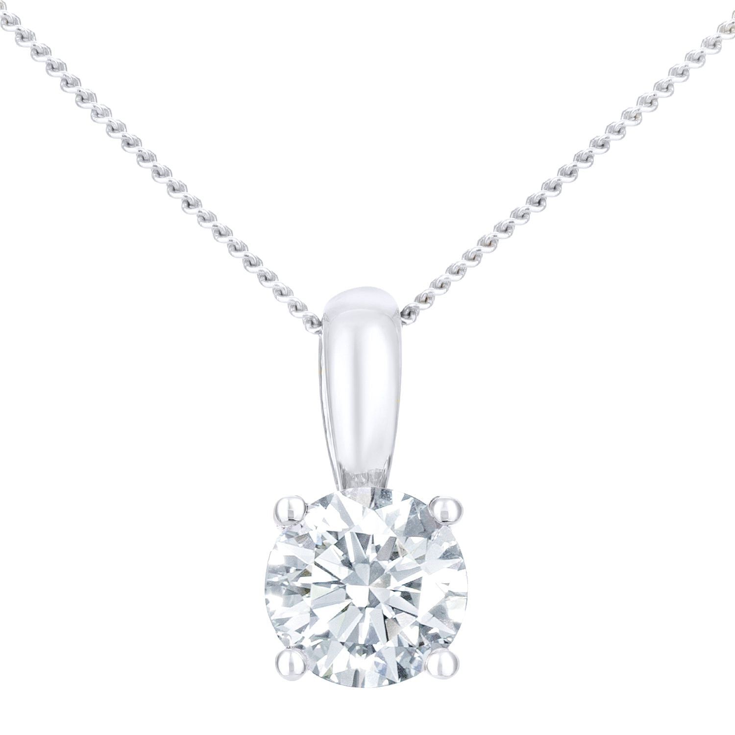 Platinum  Round 1ct Diamond Solitaire Pendant Necklace 18 inch - PP0AXL1892PTHSI