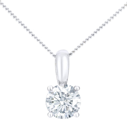 Platinum  Round 1ct Diamond Solitaire Pendant Necklace 18 inch - PP0AXL1892PTJPK