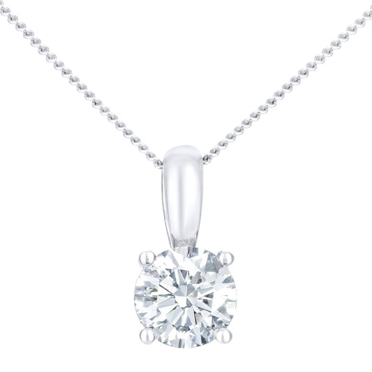 Platinum  Round 1ct Diamond Solitaire Pendant Necklace 18 inch - PP0AXL1892PTJPK