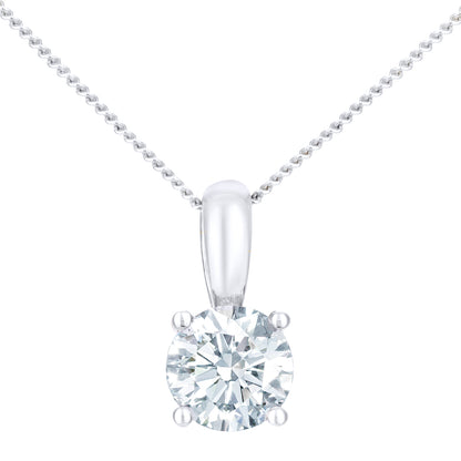 18ct White Gold  1ct Diamond Solitaire Pendant Necklace 18 inch - PP0AXL1892W18HSI