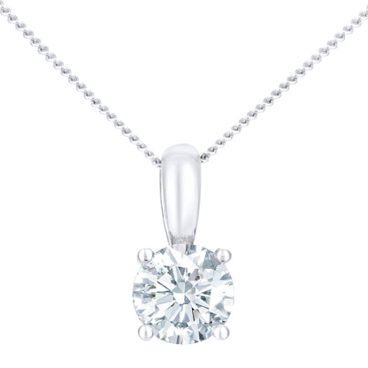 18ct White Gold  1ct Diamond Solitaire Pendant Necklace 18 inch - PP0AXL1892W18JPK