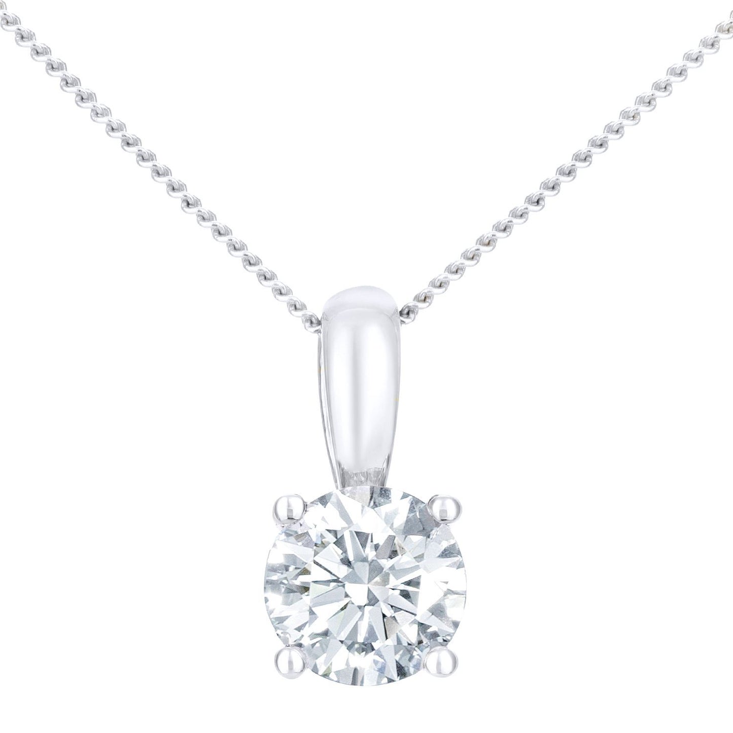 18ct White Gold  1ct Diamond Solitaire Pendant Necklace 18 inch - PP0AXL1892W18JPK
