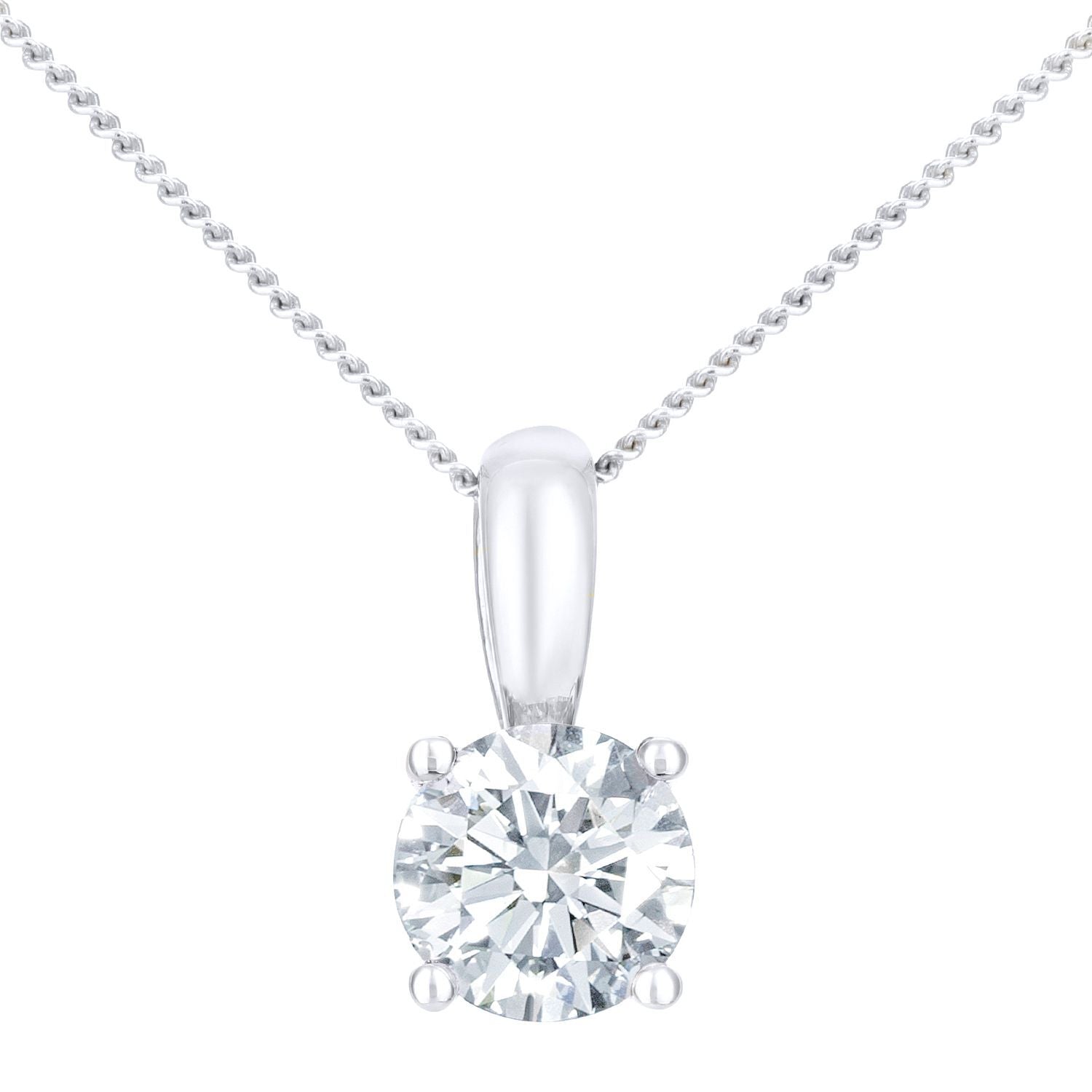 18ct White Gold  1ct Diamond Solitaire Pendant Necklace 18 inch - PP0AXL1892W18JPK