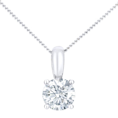 18ct White Gold  1ct Diamond Solitaire Pendant Necklace 18 inch - PP0AXL1892W18JPK