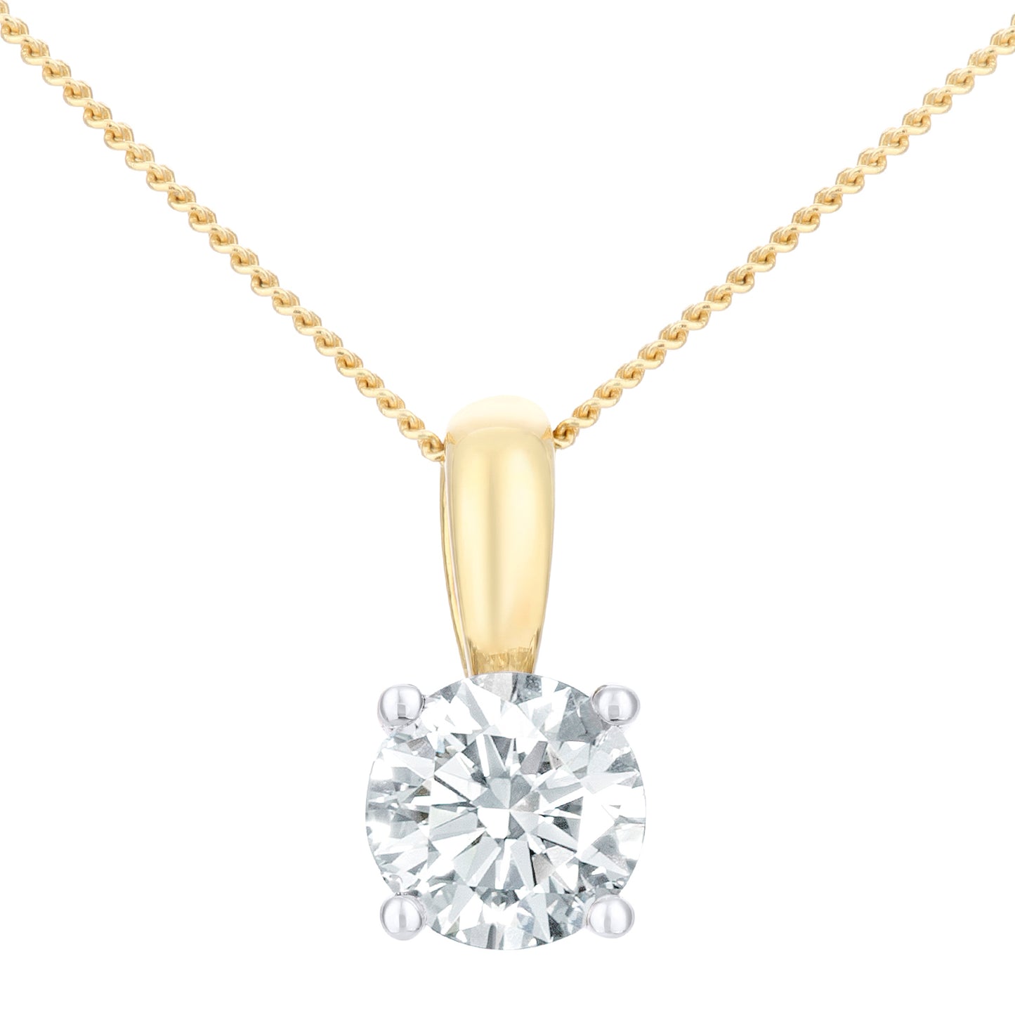 18ct Gold  Round 1ct Diamond Solitaire Pendant Necklace 18 inch - PP0AXL1892Y18HSI