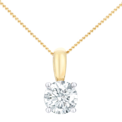18ct Gold  Round 1ct Diamond Solitaire Pendant Necklace 18 inch - PP0AXL1892Y18HSI