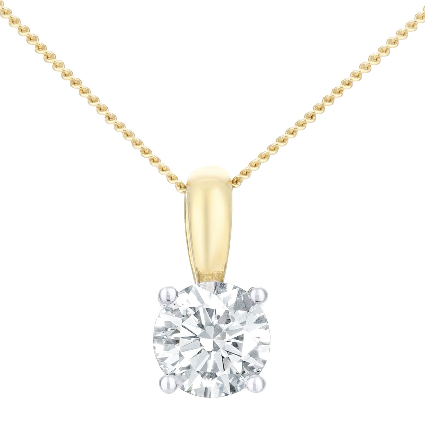 18ct Gold  Round 1ct Diamond Solitaire Pendant Necklace 18 inch - PP0AXL1892Y18HSI