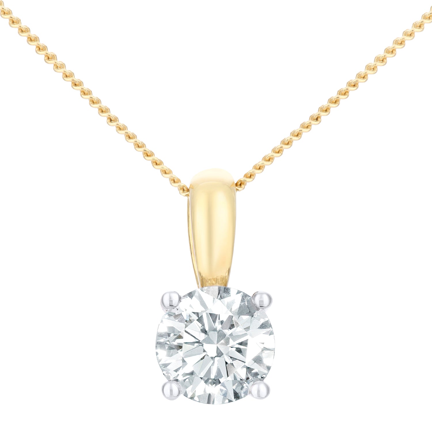 18ct Gold  Round 1ct Diamond Solitaire Pendant Necklace 18 inch - PP0AXL1892Y18JPK