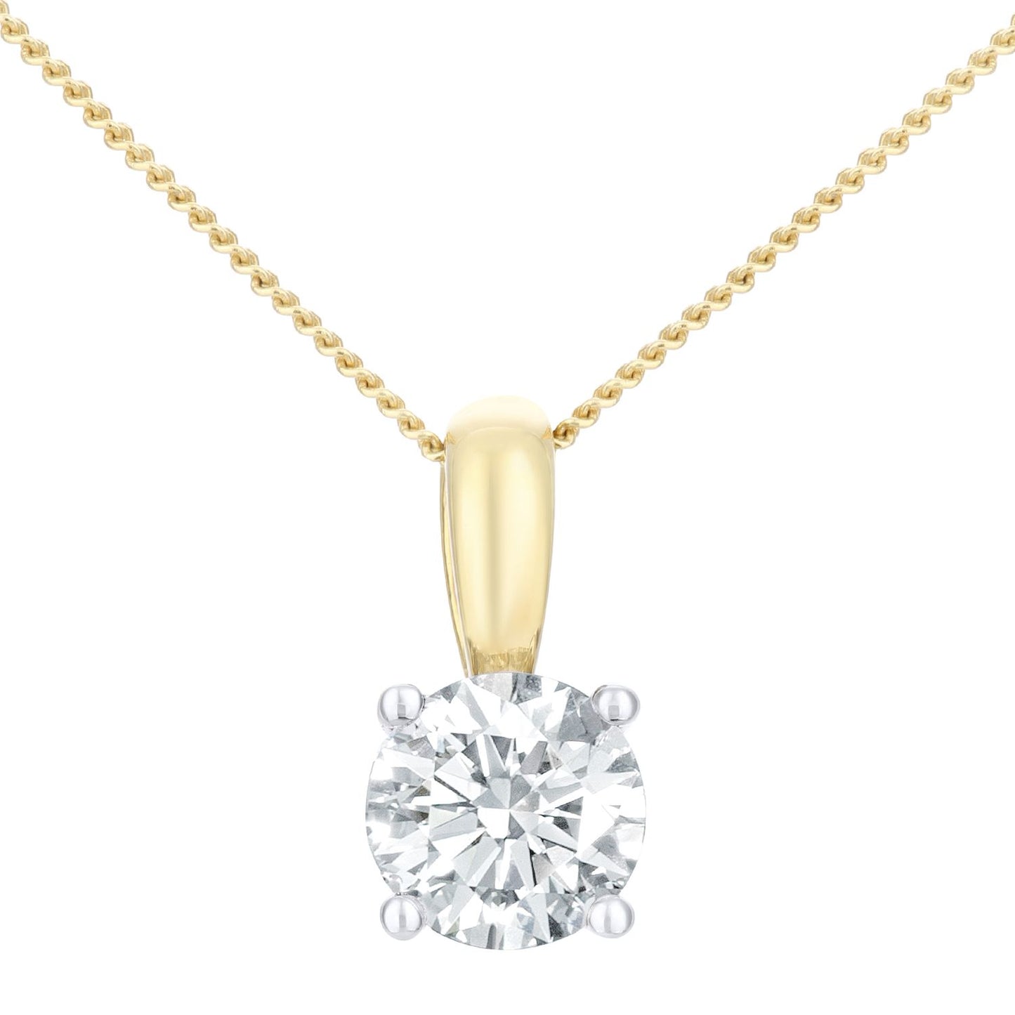 18ct Gold  Round 1ct Diamond Solitaire Pendant Necklace 18 inch - PP0AXL1892Y18JPK
