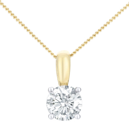 18ct Gold  Round 1ct Diamond Solitaire Pendant Necklace 18 inch - PP0AXL1892Y18JPK