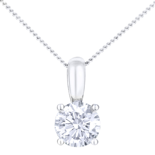 Platinum  Round 1/2ct Diamond Solitaire Pendant Necklace 18 inch - PP0AXL1896PTJPK