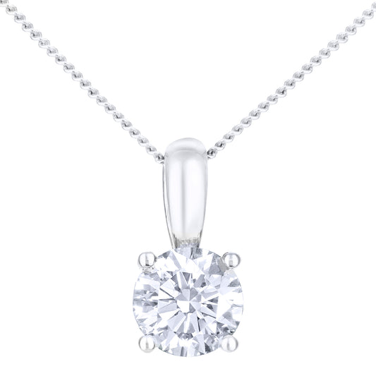 18ct White Gold  1/2ct Diamond Solitaire Pendant Necklace 18 inch - PP0AXL1896W18HSI