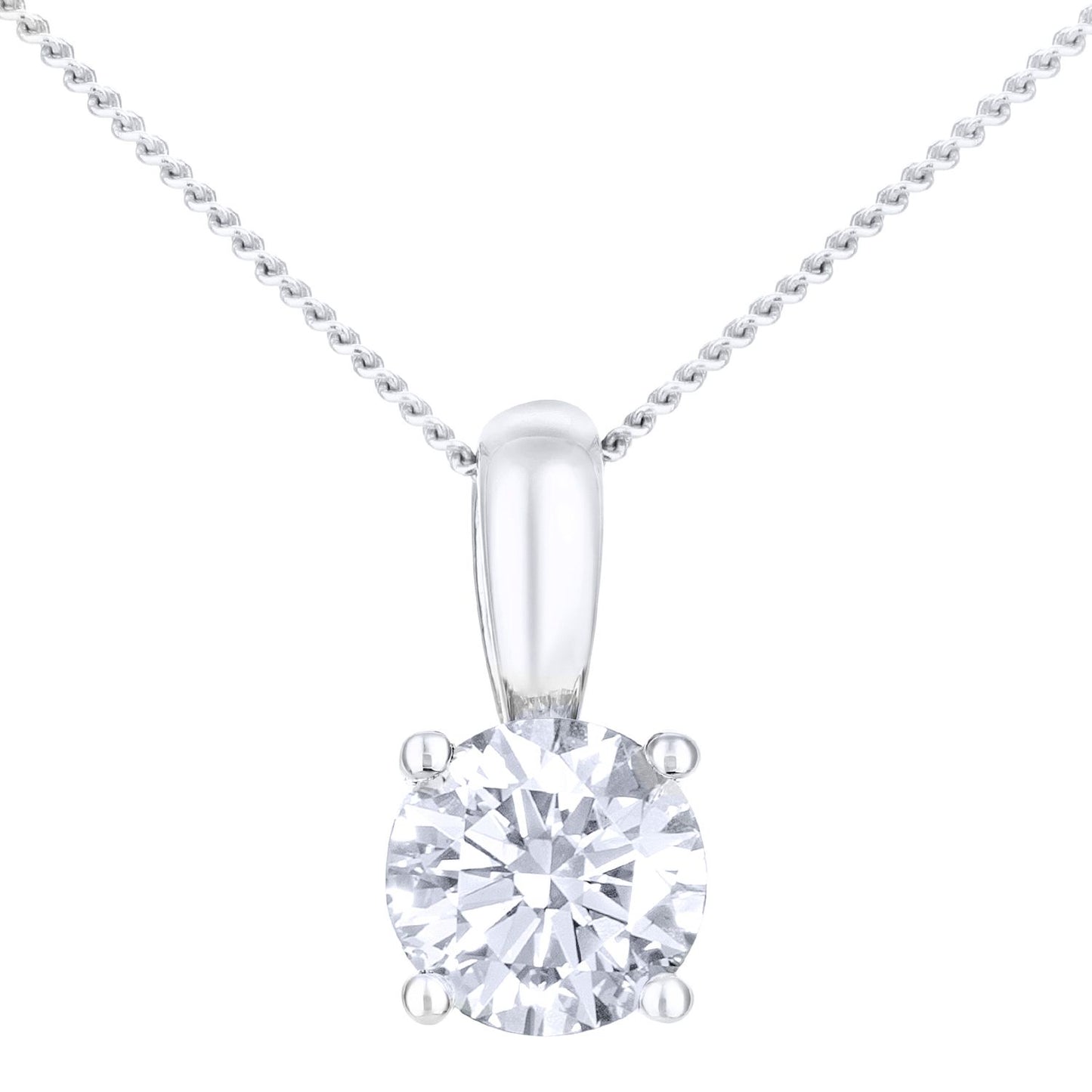 18ct White Gold  1/2ct Diamond Solitaire Pendant Necklace 18 inch - PP0AXL1896W18JPK