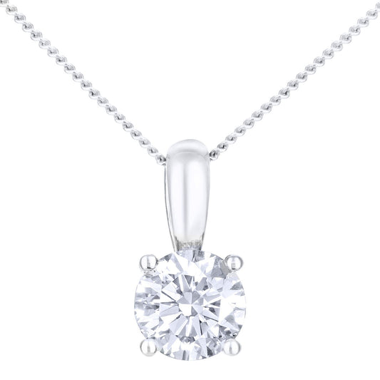 18ct White Gold  1/2ct Diamond Solitaire Pendant Necklace 18 inch - PP0AXL1896W18JPK