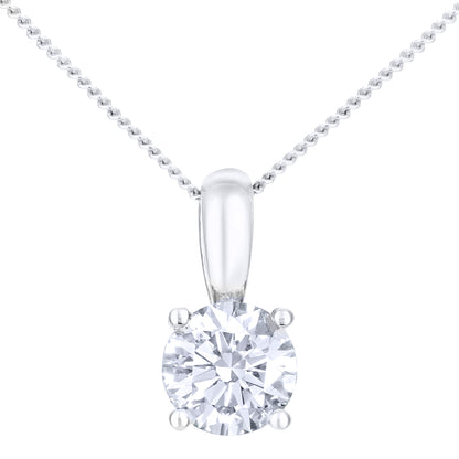 9ct White Gold  1/2ct Diamond Solitaire Pendant Necklace 18 inch - PP0AXL1896W9IPK1