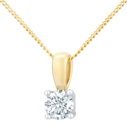 18ct Gold  Round 1/2ct Diamond Solitaire Pendant Necklace 18 inch - PP0AXL1896Y18HSI