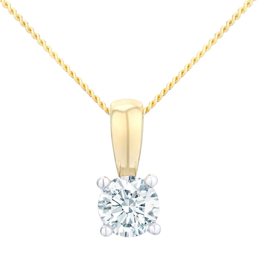 18ct Gold  Round 1/2ct Diamond Solitaire Pendant Necklace 18 inch - PP0AXL1896Y18HSI