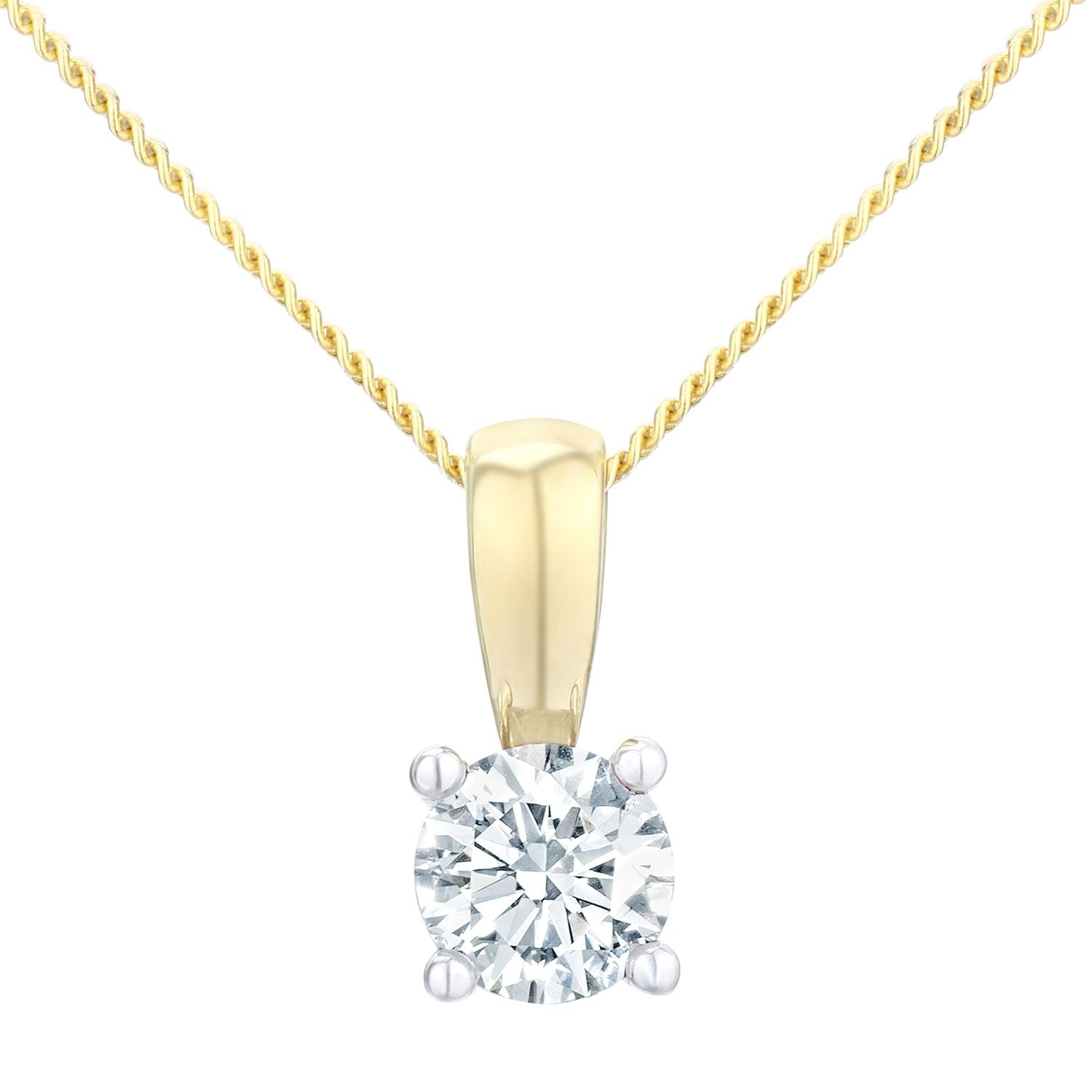 18ct Gold  Round 1/2ct Diamond Solitaire Pendant Necklace 18 inch - PP0AXL1896Y18HSI