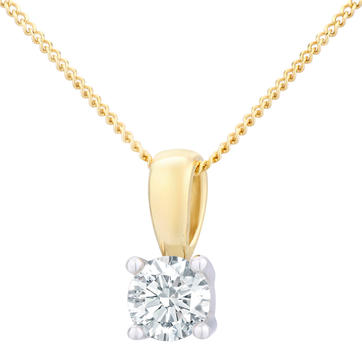 18ct Gold  Round 1/2ct Diamond Solitaire Pendant Necklace 18 inch - PP0AXL1896Y18JPK