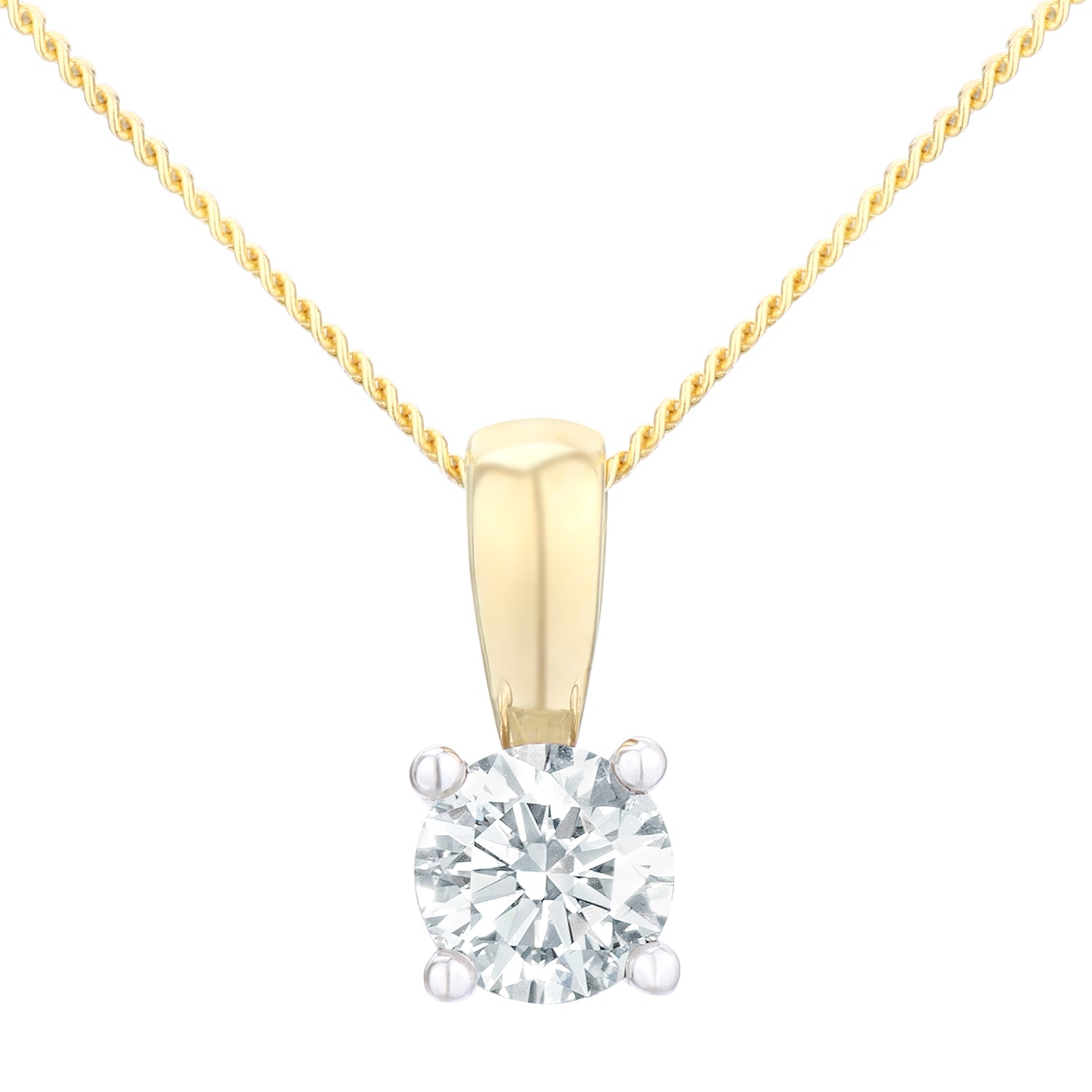 18ct Gold  Round 1/2ct Diamond Solitaire Pendant Necklace 18 inch - PP0AXL1896Y18JPK