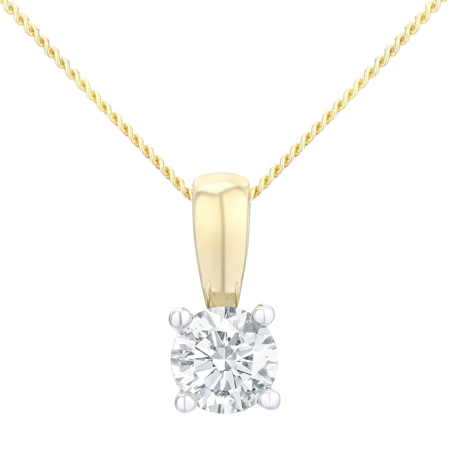 18ct Gold  Round 1/2ct Diamond Solitaire Pendant Necklace 18 inch - PP0AXL1896Y18JPK