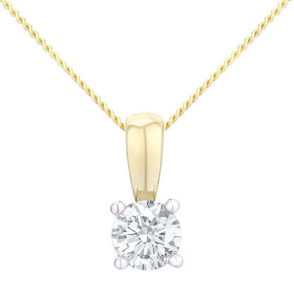 18ct Gold  Round 1/2ct Diamond Solitaire Pendant Necklace 18 inch - PP0AXL1896Y18JPK