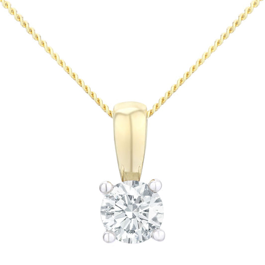 18ct Gold  Round 1/2ct Diamond Solitaire Pendant Necklace 18 inch - PP0AXL1896Y18JPK