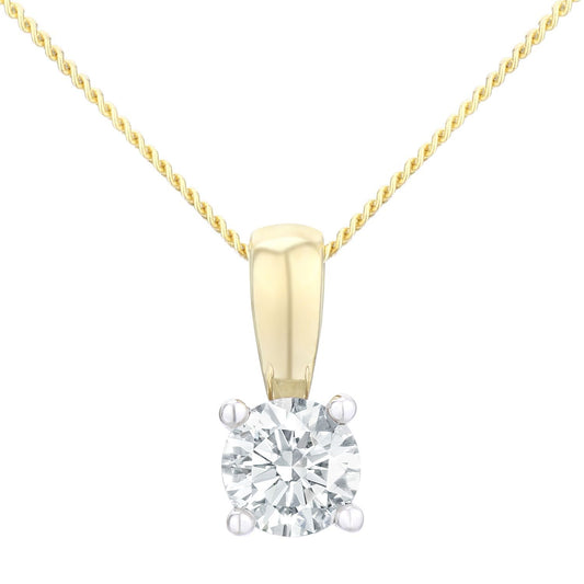 18ct Gold  Round 1/2ct Diamond Solitaire Pendant Necklace 18 inch - PP0AXL1896Y18JPK