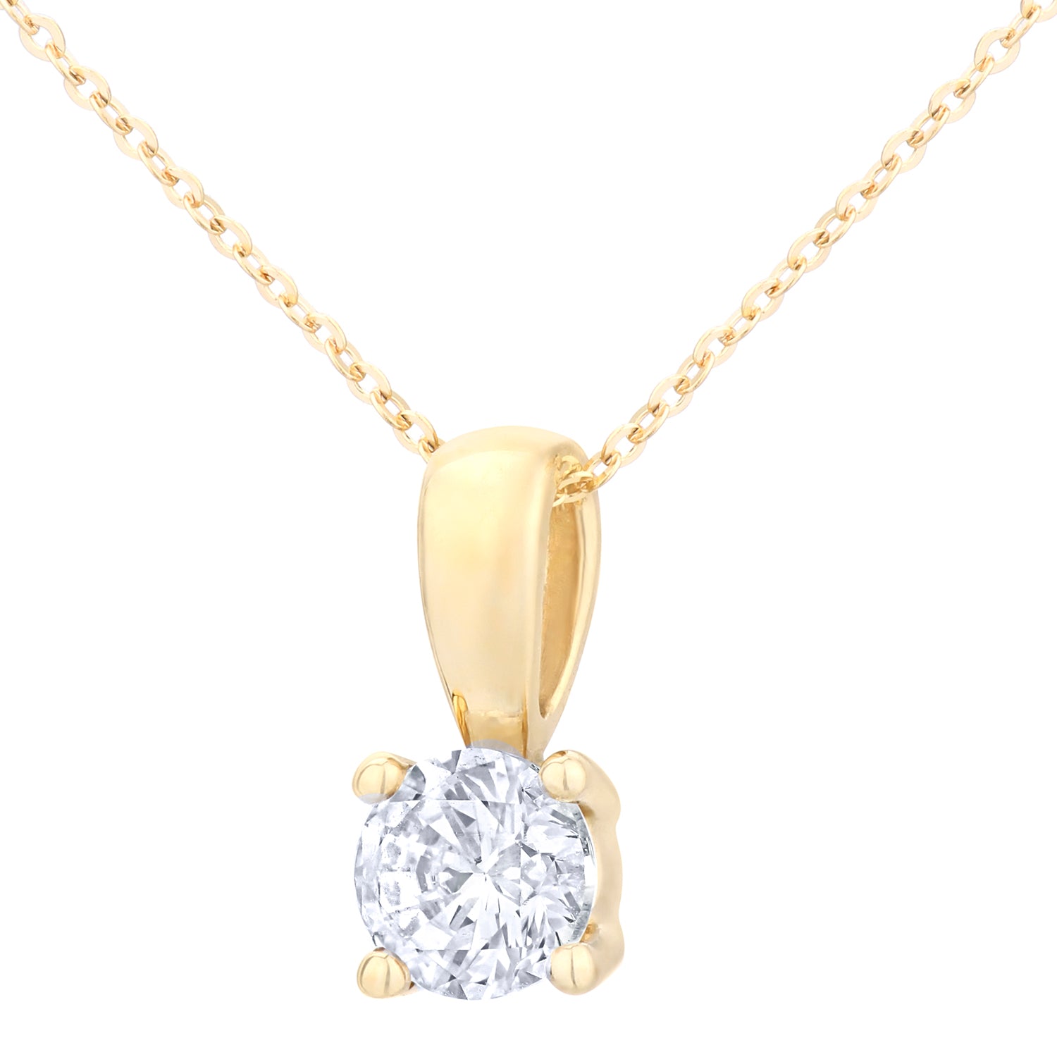 9ct Gold  Round 1/2ct Diamond Solitaire Pendant Necklace 18 inch - PP0AXL1896Y9IPK1