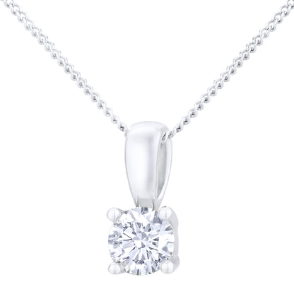 Platinum  Round 1/3ct Diamond Solitaire Pendant Necklace 18 inch - PP0AXL2021PTHSI