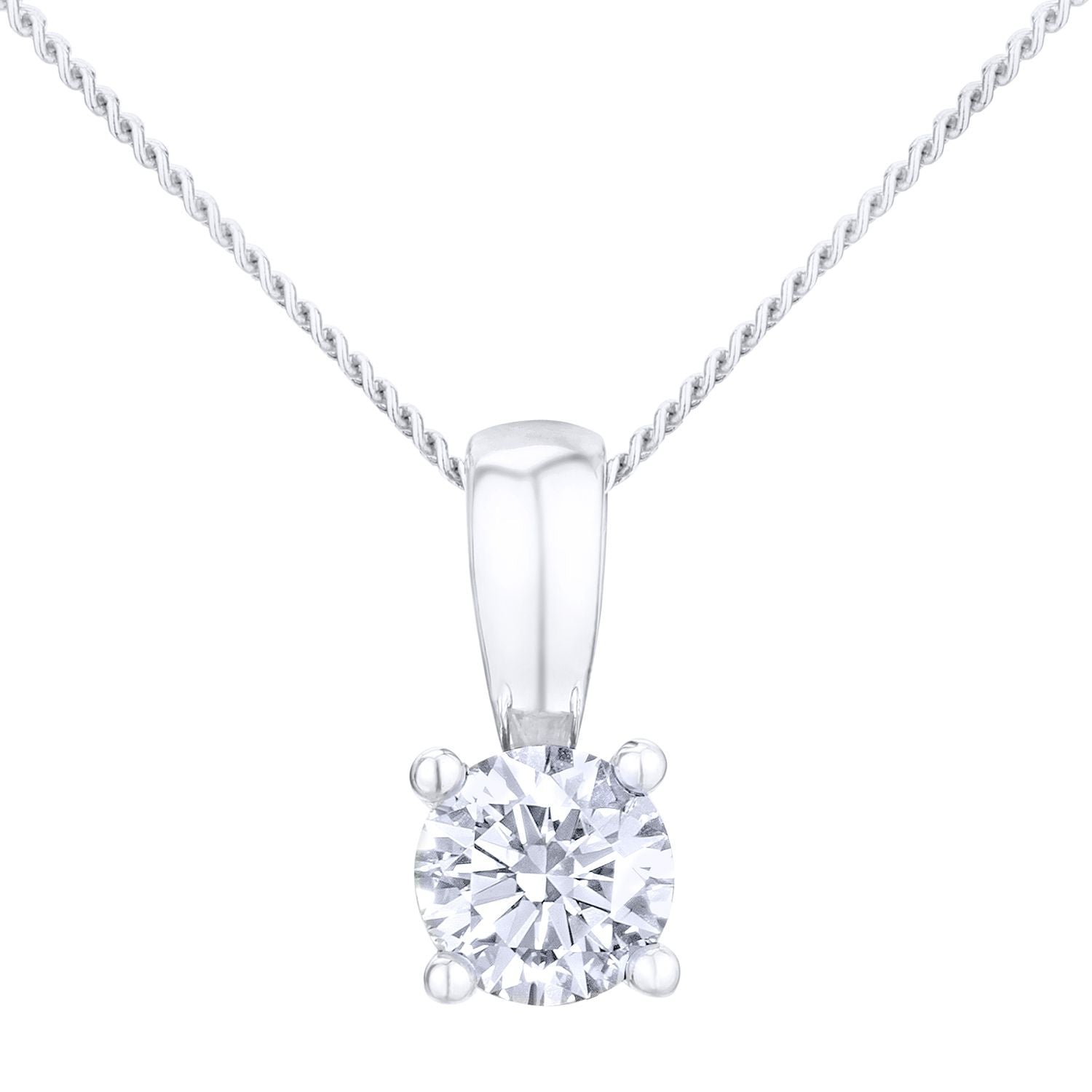 Platinum  Round 1/3ct Diamond Solitaire Pendant Necklace 18 inch - PP0AXL2021PTHSI