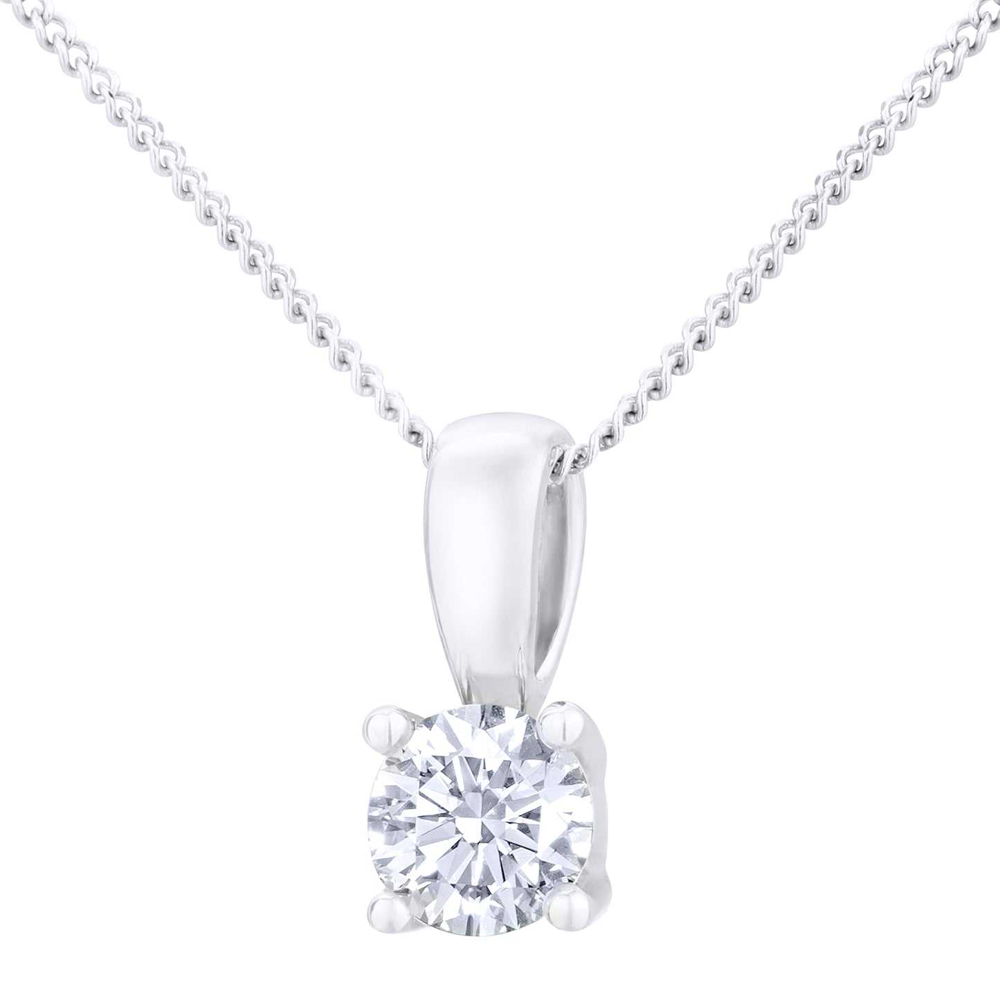 Platinum  Round 1/3ct Diamond Solitaire Pendant Necklace 18 inch - PP0AXL2021PTJPK