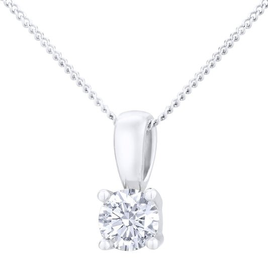 Platinum  Round 1/3ct Diamond Solitaire Pendant Necklace 18 inch - PP0AXL2021PTJPK