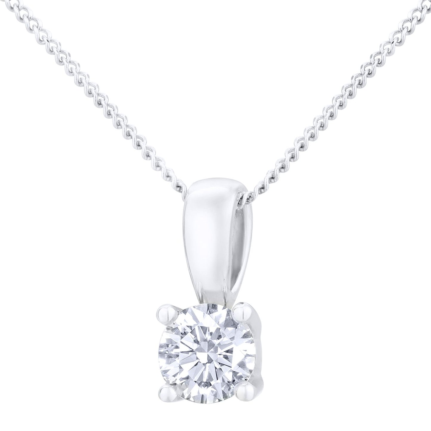 Platinum  Round 1/3ct Diamond Solitaire Pendant Necklace 18 inch - PP0AXL2021PTJPK