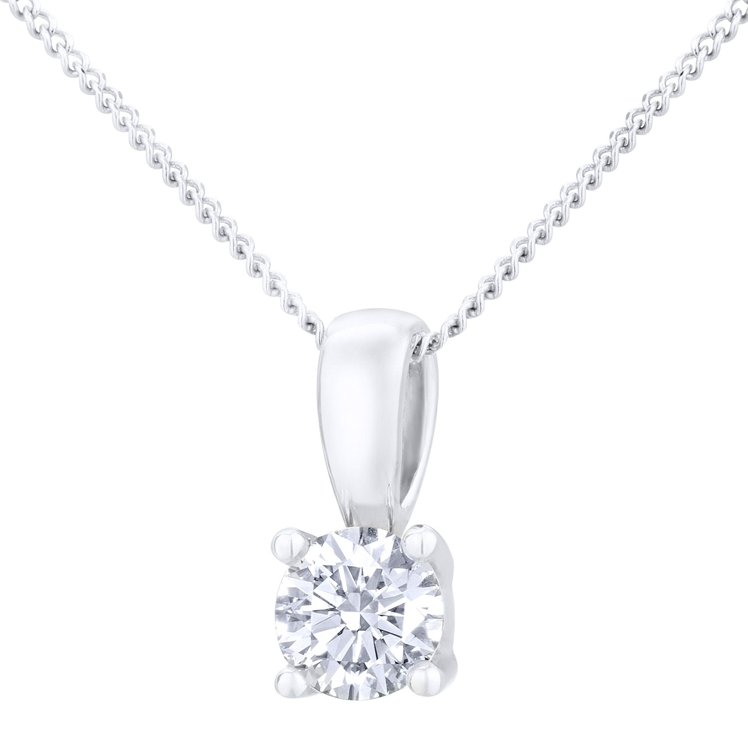 Platinum  Round 1/3ct Diamond Solitaire Pendant Necklace 18 inch - PP0AXL2021PTJPK