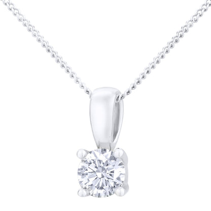 Platinum  Round 1/3ct Diamond Solitaire Pendant Necklace 18 inch - PP0AXL2021PTJPK