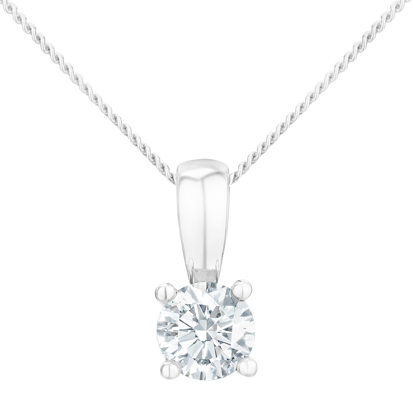 Platinum  Round 1/3ct Diamond Solitaire Pendant Necklace 18 inch - PP0AXL2021PTJPK