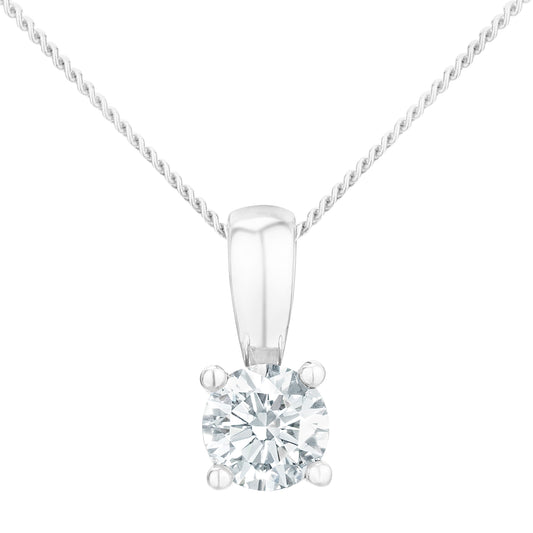 Platinum  Round 1/3ct Diamond Solitaire Pendant Necklace 18 inch - PP0AXL2021PTJPK