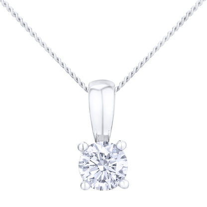 18ct White Gold  1/3ct Diamond Solitaire Pendant Necklace 18 inch - PP0AXL2021W18HSI