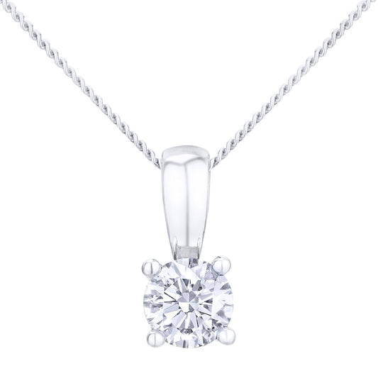 18ct White Gold  1/3ct Diamond Solitaire Pendant Necklace 18 inch - PP0AXL2021W18JPK