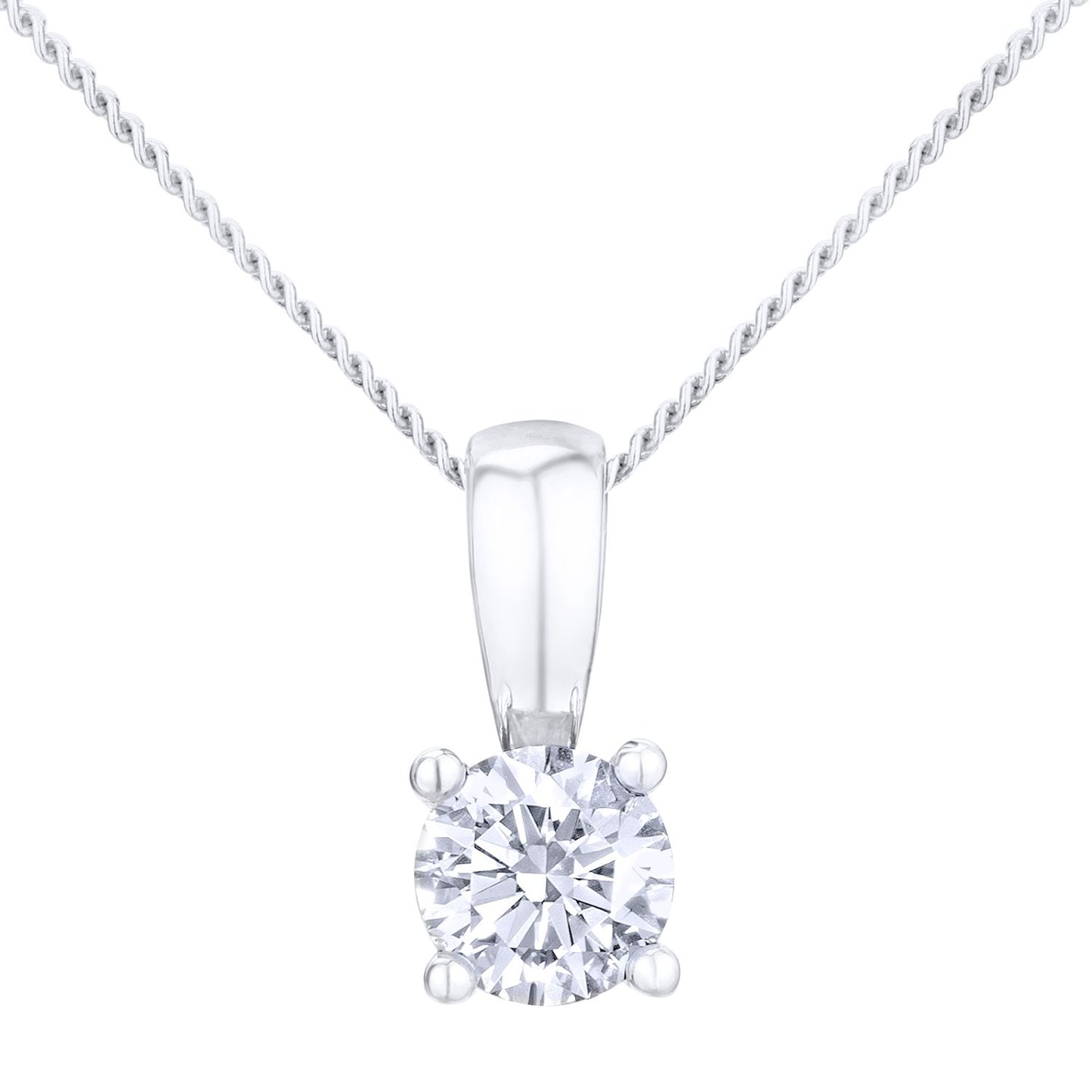 18ct White Gold  1/3ct Diamond Solitaire Pendant Necklace 18 inch - PP0AXL2021W18JPK