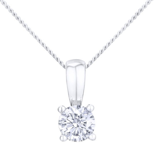 18ct White Gold  1/3ct Diamond Solitaire Pendant Necklace 18 inch - PP0AXL2021W18JPK