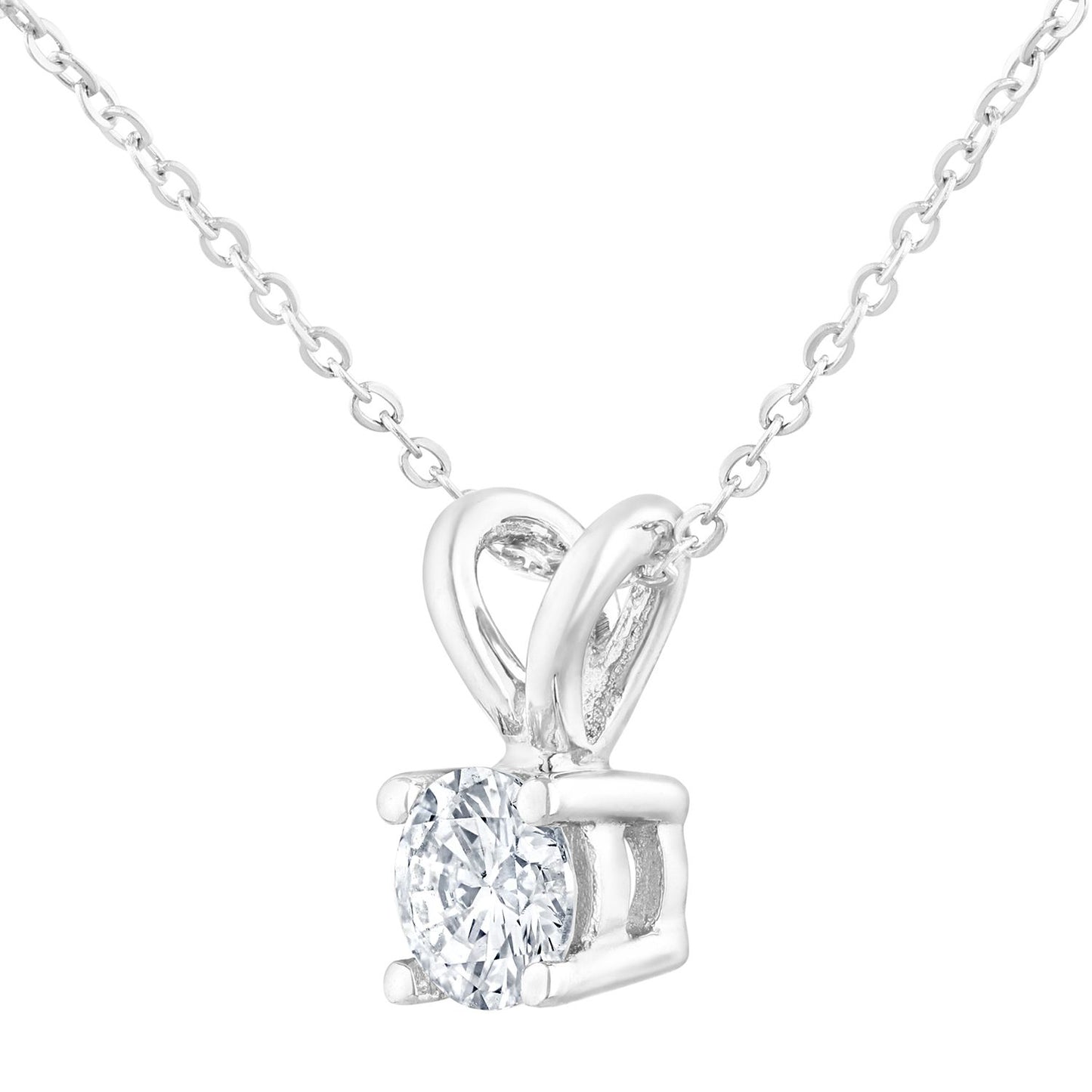 9ct White Gold  1/4ct Diamond Solitaire Pendant Necklace 18 inch - PP0AXL2030W